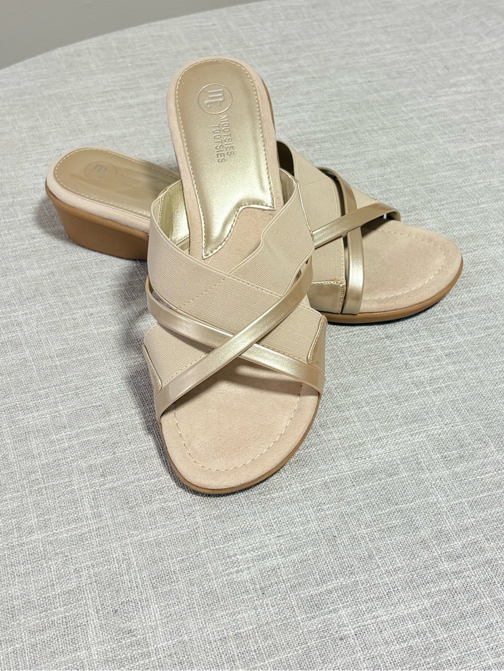 Mootsies Tootsies Nude Metallic-Strap Slide Mules